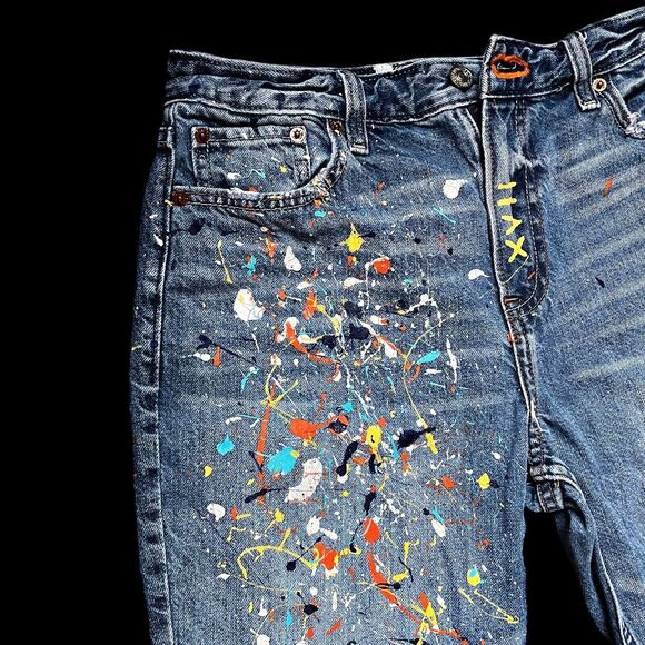 Hippie Jeans Abercrombie & Fitch Sz 27 Womens Embroidered Painted Art to Wear - Picture 4 of 11